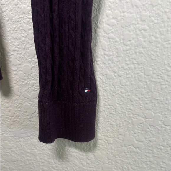 Tommy Hilfiger Women's Cotton Cable-knit Quarter-zip Sweater In Aubergine - Picture 4 of 5